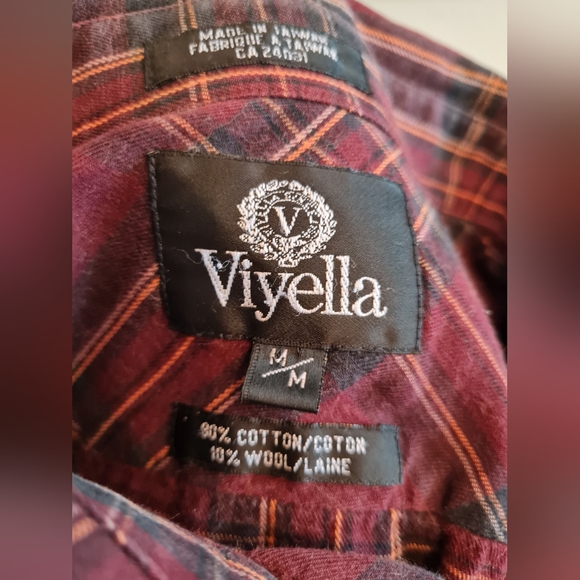 Vintage Viyella Cotton & Wool Blend Button Down Checker Plaid Shirt - Picture 6 of 7